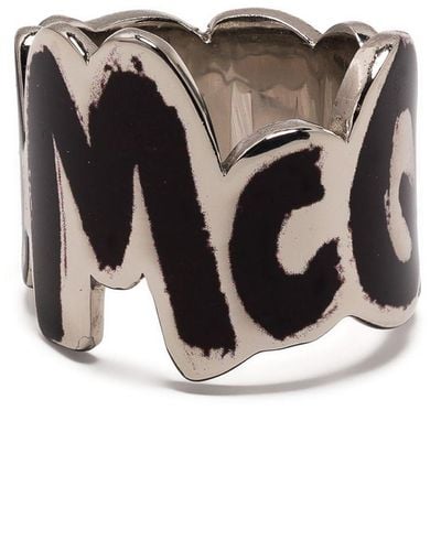 Alexander McQueen Graffiti Cut-out Ring - Black