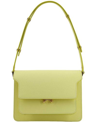 Marni Leather Shoulder Bag With Bellows Detail - Yellow
