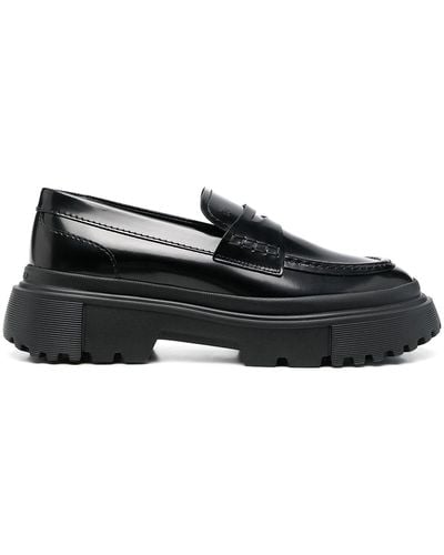 Hogan H69 Leather Loafers - Black
