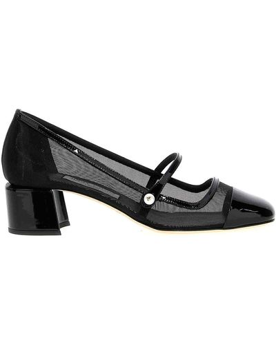 Jimmy Choo Elisa Court Shoes Patent Mesh Heels - Black