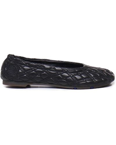 Burberry Sadler Leather Ballet Shoes - Black