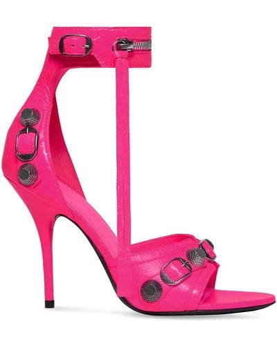 Balenciaga Le Cagole Leather Heel Sandals - Pink