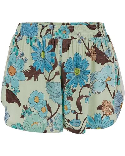 Stella McCartney Short In Multicolour With Floral Print - Blue