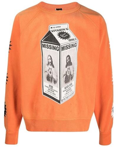 SAINT Mxxxxxx Printed Cotton Sweatshirt - Orange