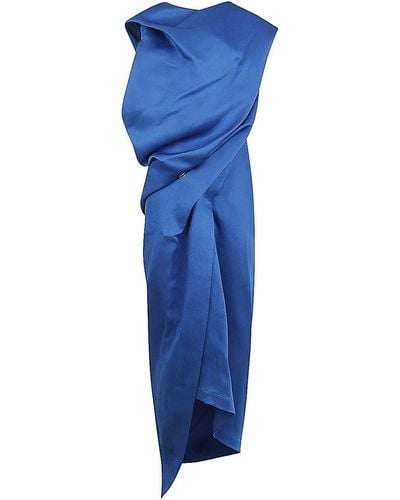 Pleats Please Issey Miyake Enveloping Long Dress - Blue