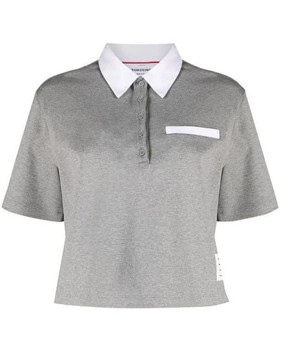 Thom Browne Polo With Oxford Trims - Grey