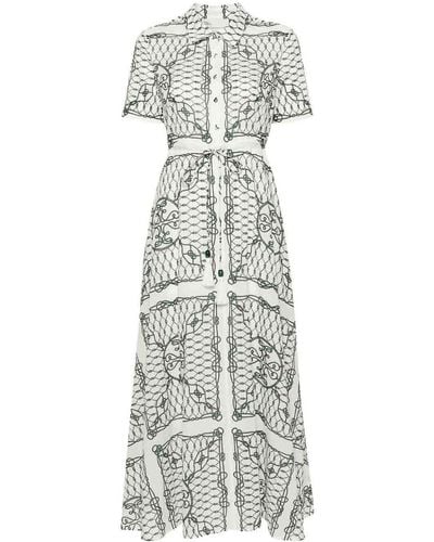 Tory Burch Long Dress With Pattern - Gray