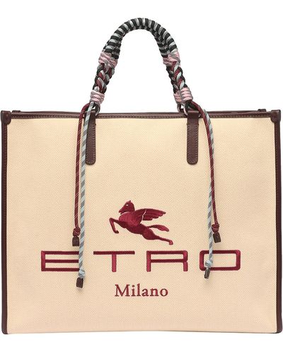 Etro Logo Embroidery Tote - Pink