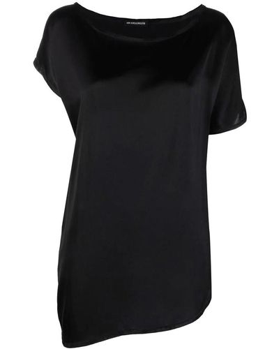 Ann Demeulemeester Asymmetrical Silk Blouse - Black