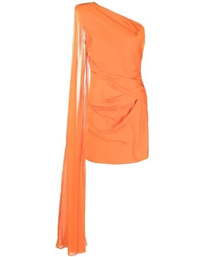 Roland Mouret Asymmetric Silk Crepe Mini Dress - Orange