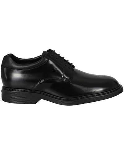 Hogan Smooth Leather Derby Shoes - Black