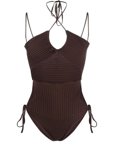 ANDREADAMO Cut-out Knitted Bodysuit - Brown