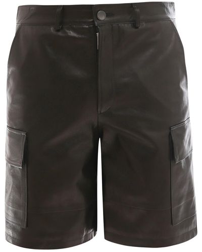 DFOUR® Leather Bermuda Shorts - Black