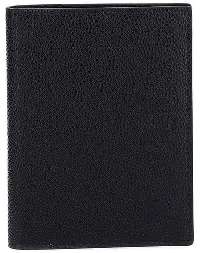 Thom Browne Grained Leather Passport Holder - Black