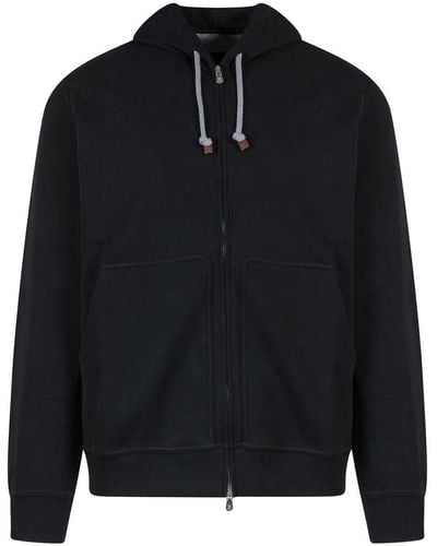 Brunello Cucinelli Cotton Sweatshirt With Hood - Black