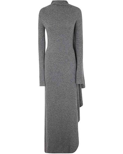 Ann Demeulemeester Zorka Long Asymmetric Draped Dress - Gray