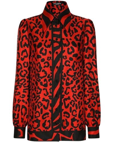Dolce & Gabbana Animalier Print Shirt - Red