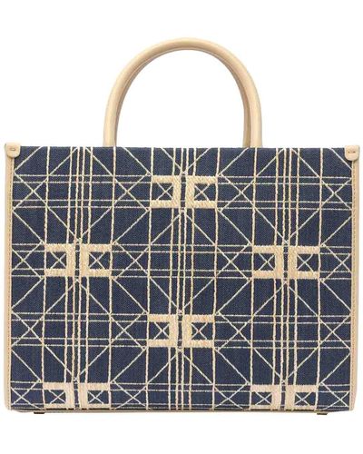 Elisabetta Franchi Logo Tote Bag Magnetic Open Pockets - Blue