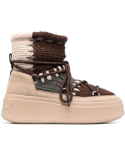 Ash Move Chunky-knit Ankle Boots - Natural
