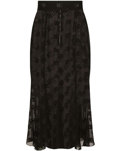 Dolce & Gabbana Sheer Effect Silk Skirt - Black