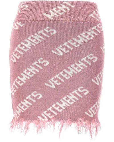 Vetements Iconic Lurex Monogram Skirt - Pink