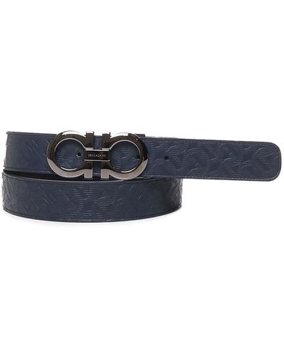 Ferragamo 'gancini' Reversible Belt - Blue