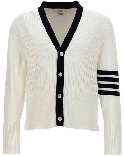Thom Browne Placed Baby Cable Cardigan - White