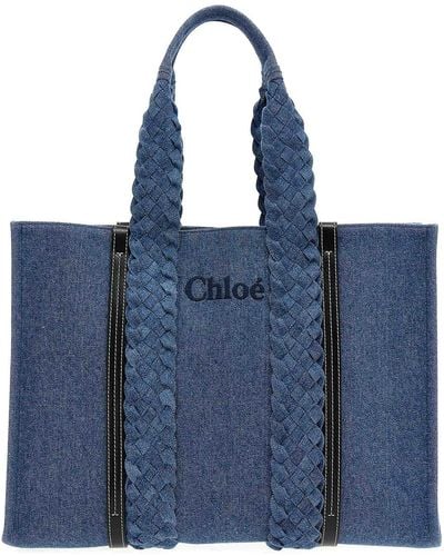 Chloé Woody Large Shopping Bag - Blue