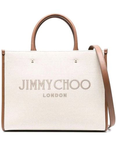 Jimmy Choo Avenue M Tote Canvas And Leather Tote Bag - Natural
