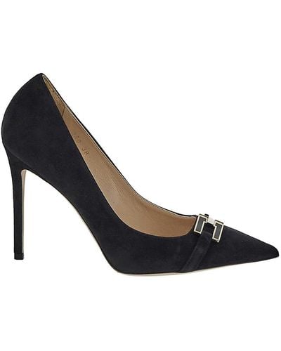 Elisabetta Franchi Court Shoes In With Enamelled Logo Plaque - Black