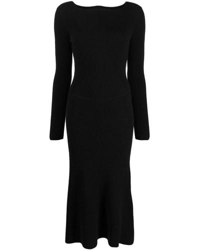 Victoria Beckham Ribbed Puff-sleeve Sweater - Black