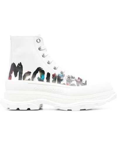 Alexander McQueen Graffiti-print Boots - White