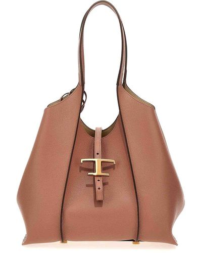 Tod's T Timeless Small Shopping Bag - Brown