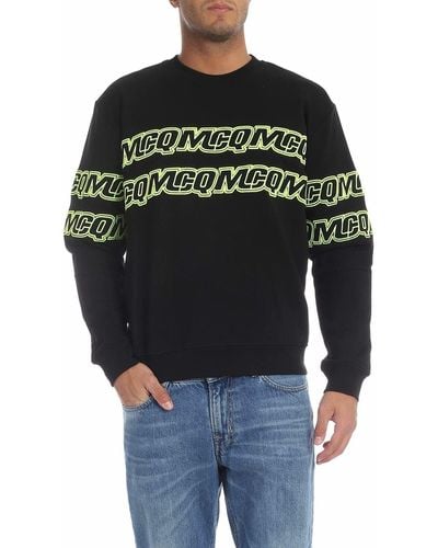 McQ Sweatshirt With Neon Green Mcq Embroide - Grey