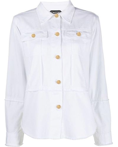 Tom Ford Frayed-cotton Brim Shirt - White