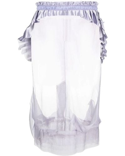 Maison Margiela Semi-sheered Ruffled Midi Skirt - White