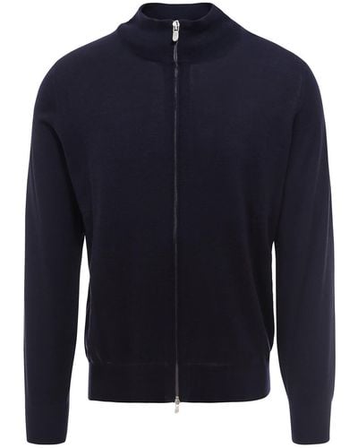 Brunello Cucinelli Wool And Cashmere Zipped Cardigan - Blue
