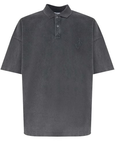 JW Anderson Polo Shirt With Embroidered Logo - Gray