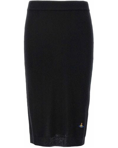 Vivienne Westwood Bea Skirt Elastic Waistband Logo - Black