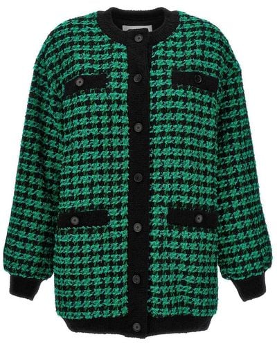 MSGM Tweed Cardigan Sweater - Green
