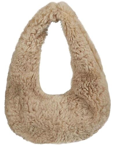 Anita Bilardi Faux Fur Shoulder Bag - Natural