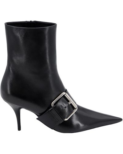 Balenciaga Leather Ankle Boots With Maxi Buckle - Black