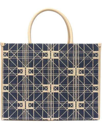 Elisabetta Franchi Logo Tote Bag Embroidered Logo - Blue