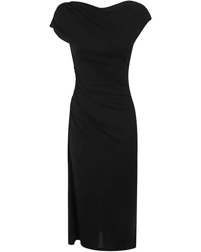 Alberta Ferretti Organdy Midi Dress - Black