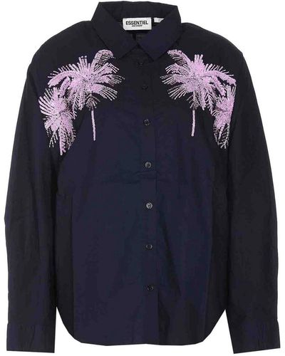 Dolce & Gabbana Chiffon Top With Flower On Neck - Blue