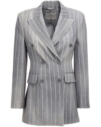 Ermanno Scervino Plastered Double Breast Blazer Jacket - Grey