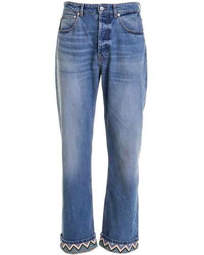 Missoni Wide Leg Jeans With Contrast Turn-up - Blue