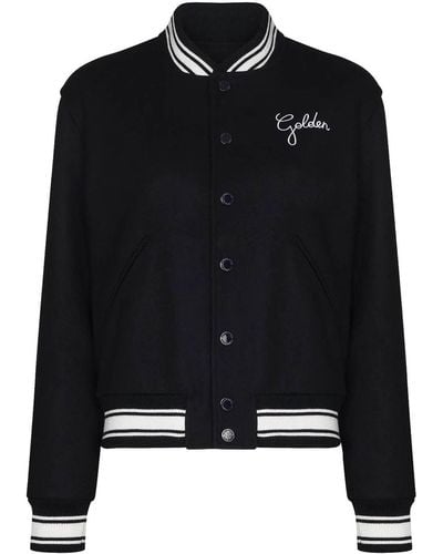 Golden Goose Bomber Jacket With Embroidery - Black
