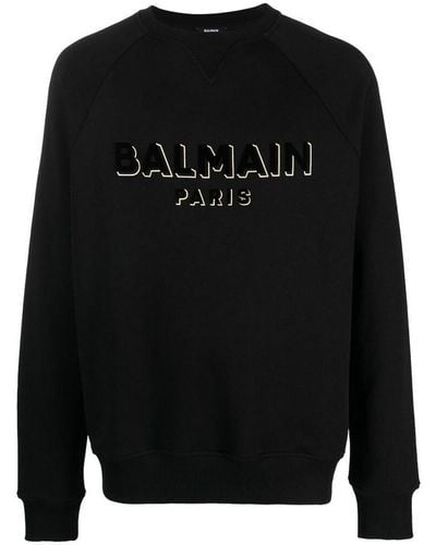 Balmain Logo Print Long Sleeve T-shirt - Black