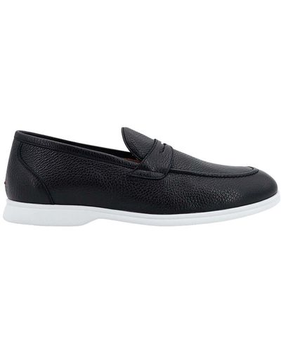 Kiton Leather Loafer With Rubber Sole - Black